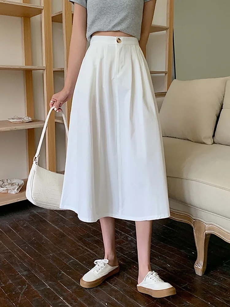 Женская юбка трапеция летняя белая длинная 2021|Женские юбки| |