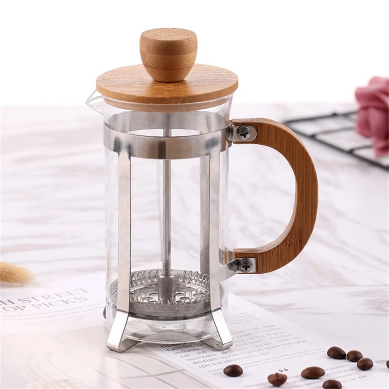 French Press Eco-Friendly Bamboo Cover Coffee Plunger Tea Maker Percolator Filter Kettle Pot Glass Teapot | Дом и сад