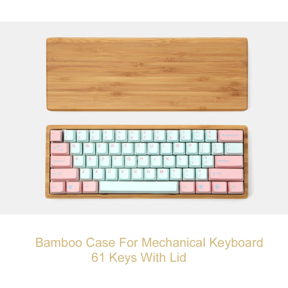 

Bamboo Mechanical Keyboard Case With Lid 61 Keys 60% Wooden Kit Stabilizer For GK61 SK61 Compatible With Gateron Kailh Cherry MX