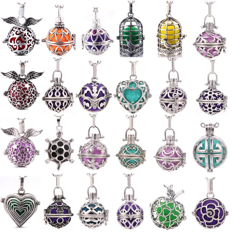 Ангельское крыло множество стилей пустой винтажный ожерелье ювелирные изделия музыкальный шар беременный колокольчик ароматическое эфирное масло подвеска.