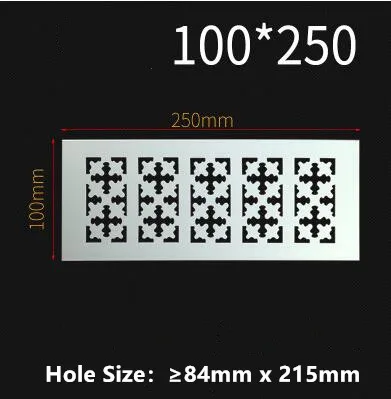 100MM X 250MM Алюминиевый сплав прямоугольная вентиляционная решетка вентиляционная крышка шкаф для обуви шкаф сетка отверстие жалюзи вентиляционное отверстие домашний декор крышка - Цвет: 100MM X 250MM