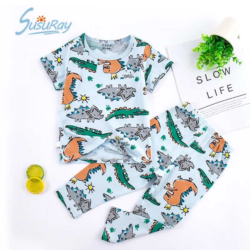 Летняя Пижама Susuray для мальчиков детские пижамы Детская одежда домашняя сна с