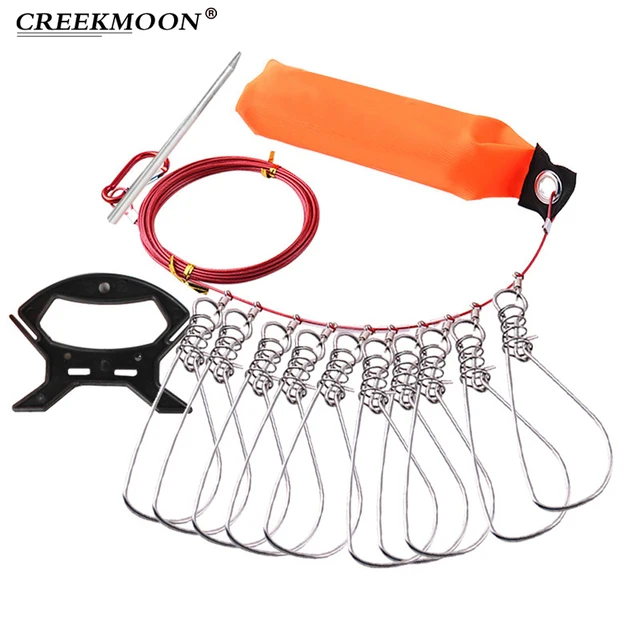 5M Fish Buckle Lock Wire Rope Steel Large Live Fish Buckle Set Stringer Controller Buoyancy for Fishing Accessories Tackle Tool 1