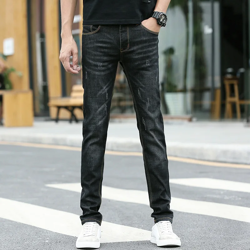 2019 Модные мужские классические джинсы на весну и осень джинсовые штаны джинсовый