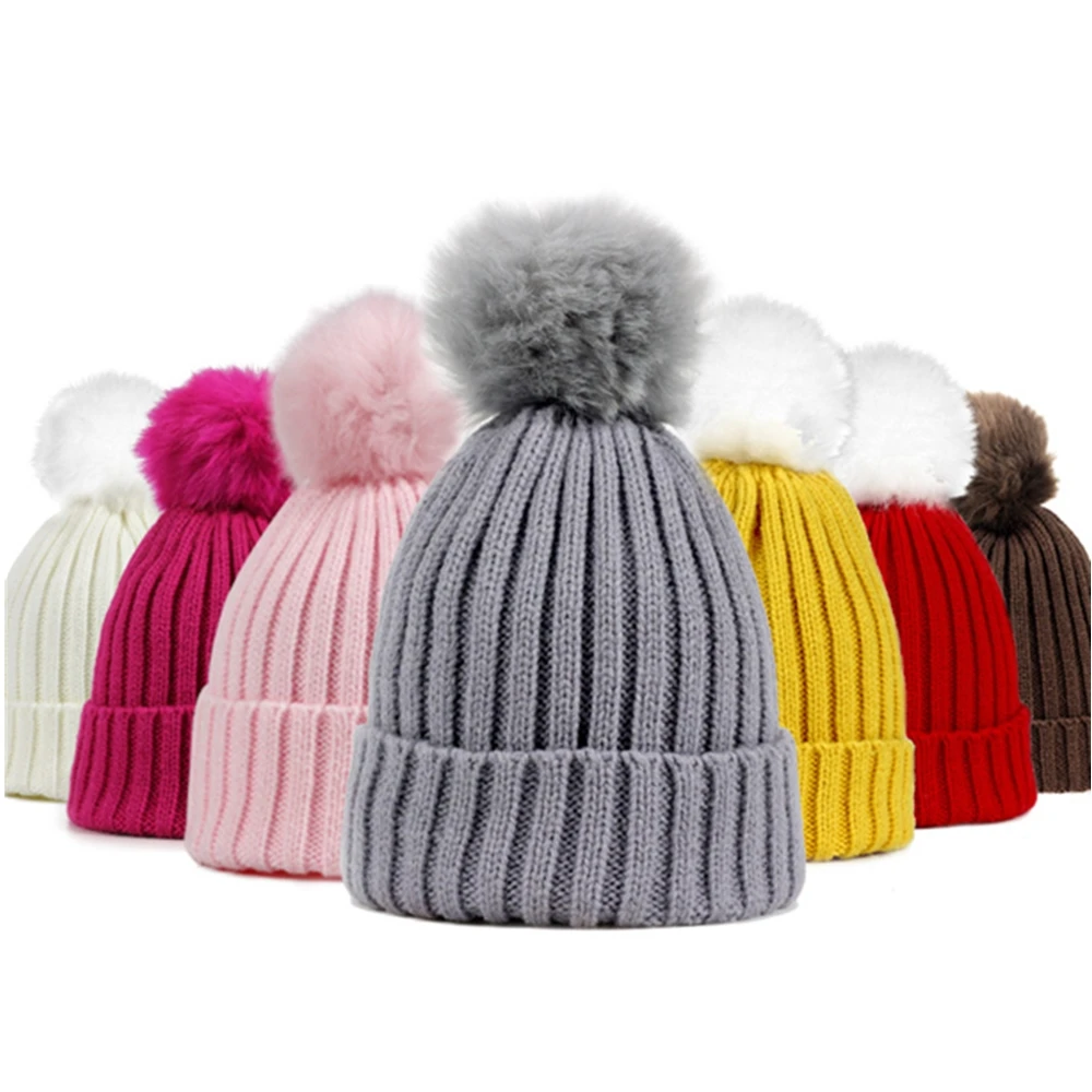 Спортивная шапка с капюшоном новинка детская теплая шерстяная меховым помпоном