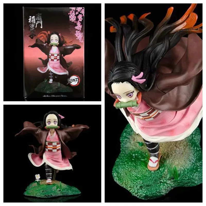 

NEW Anime Demon Slayer Kimetsu No Yaiba GK Kamado Nezuko run Scene PVC Action Figure Collectible Model Doll Toys Gift 13cm