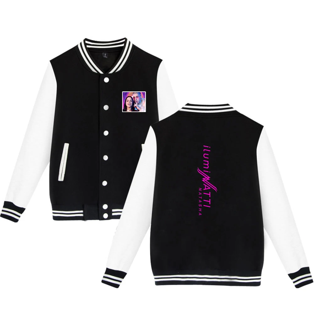 

WAWNI Natti Natasha Baseball Jacket Polyester Plus Cotton Unisex Trendy Loose Hip Hop Baseball Uniform Printing Jacket Oversized