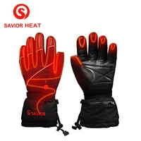 savior s 15 electric heat leather glovesoutdoor ski sport lithium battery self heatingsmart touch heated gloves