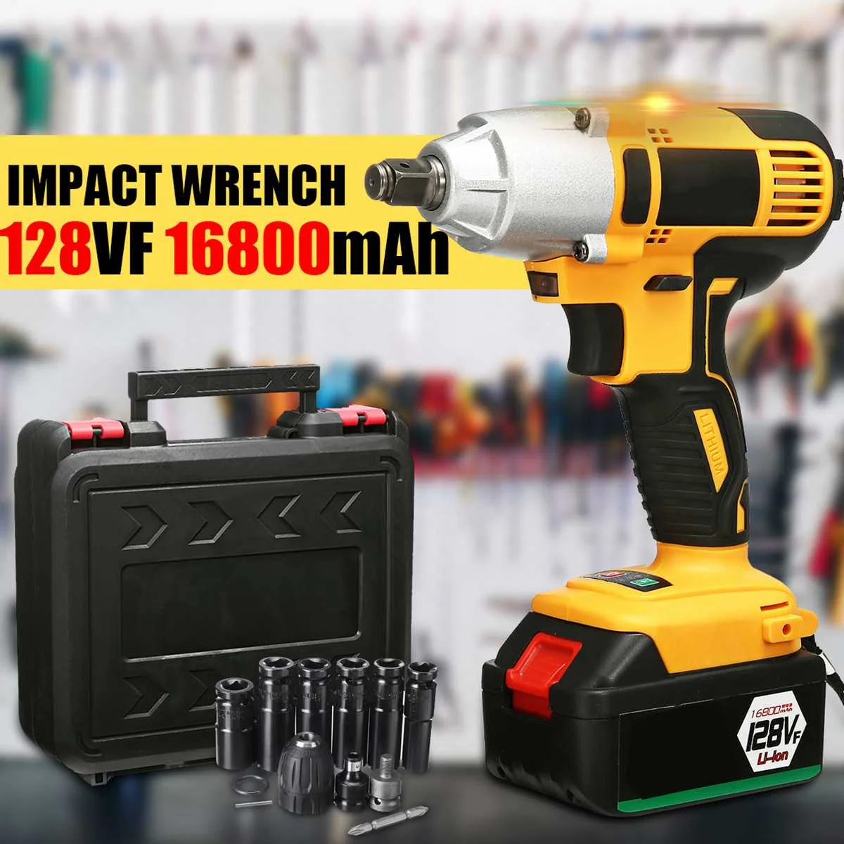 

128V 16800mAh аккумуляторная Электрический ударный гайковерт дрель электрическая отвертка 220V с Батарея 1/2 "торцевой гаечный ключ Мощность инстру...