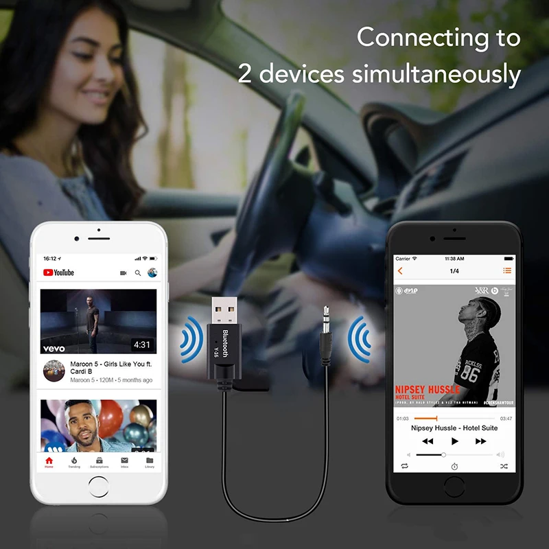 Bluetooth приемник USB аудио 4 2 ключ 3 5 мм AUX Jack беспроводной автомобильный музыкальный