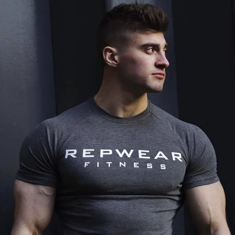 Летняя мужская хлопковая Спортивная повседневная футболка с коротким рукавом