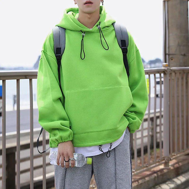 Oversized большой шнурок с капюшоном мужской пуловер и свитшоты осень зима