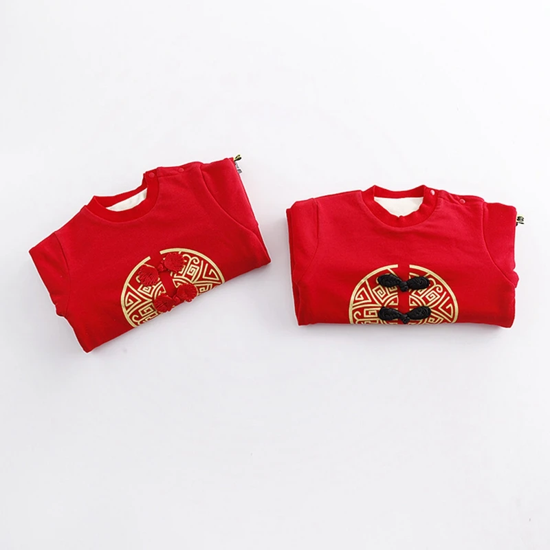 Китайская Новогодняя одежда комбинезон детский праздничный с вышивкой для