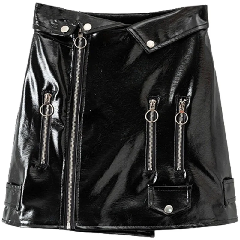 

Spring and Summer Women's PU Leather Skirt Zipper Decoration Street Fashion Casual 2021 New