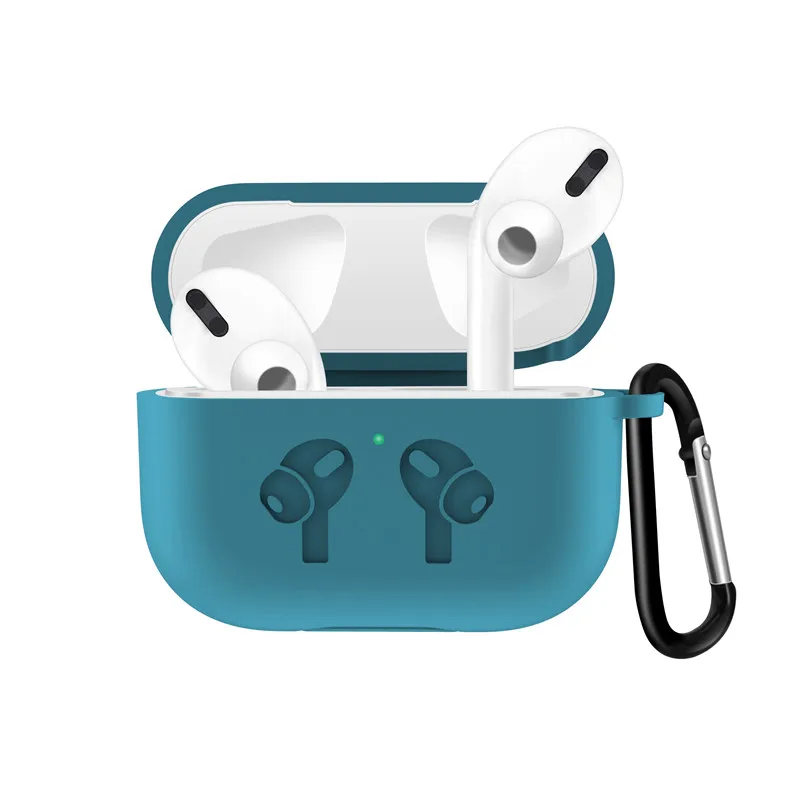 Мятного цвета Мягкий силиконовый чехол для AirPods 3 BuckleShockproof чехол для Airpods Pro зарядный чехол светодиодный защитный чехол Аксессуары для наушников - Цвет: Мятного цвета