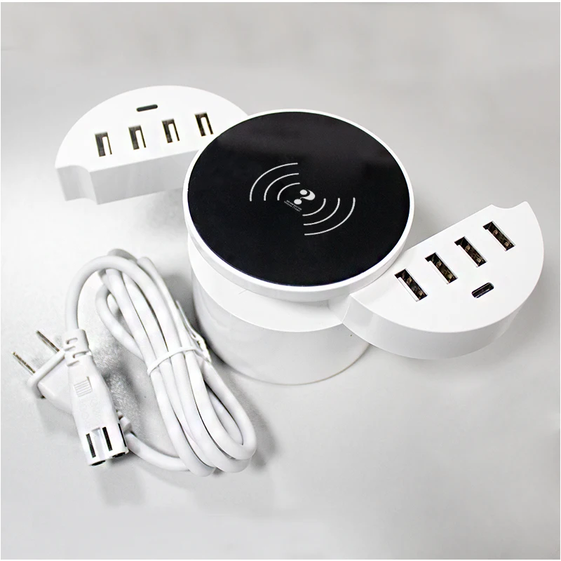 Hognmeng круглый складной дизайн USB зарядное устройство 8 + 2 Type-C для Iphone 12 Xiaomi