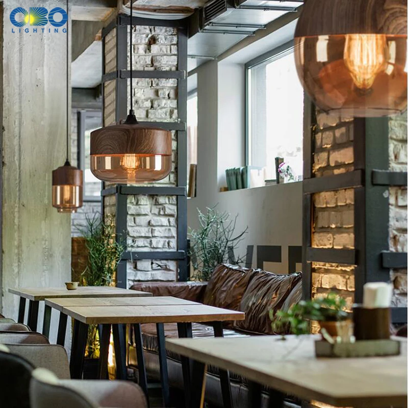 Винтажная Подвесная лампа стеклянный Железный Скандинавский современный Лофт