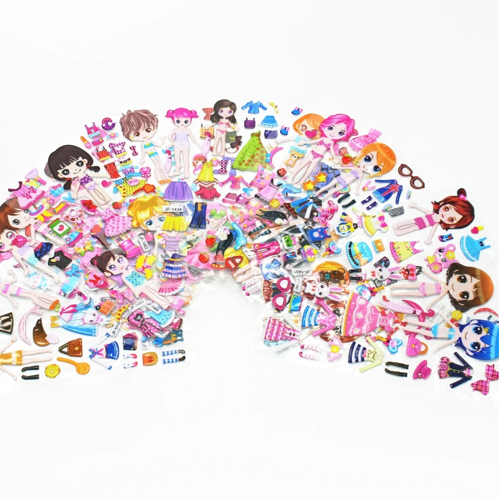 10 листов/партия 3D пышные Пузырьковые Наклейки Смешанные Мультяшные машинки Waterpoof