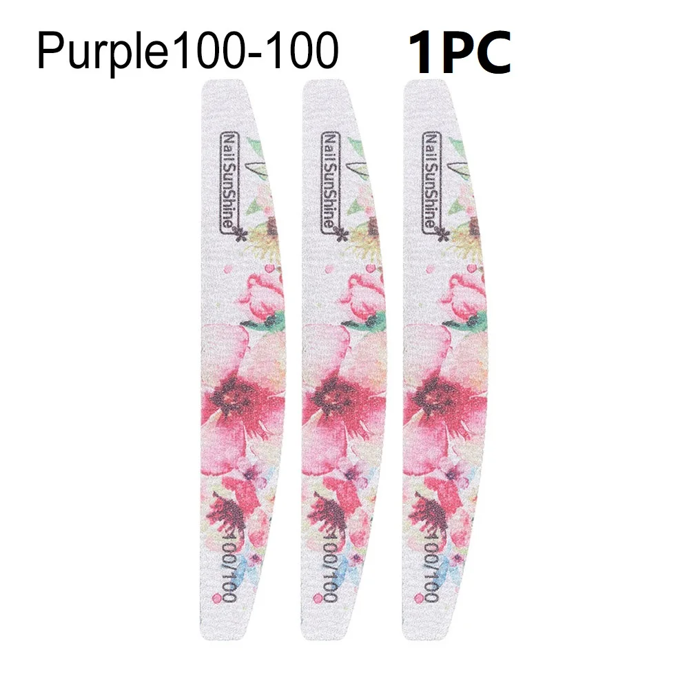 Purple100-100 Моющаяся полировка шлифовальная губка Двусторонняя пилка для ногтей буферный триммер буферный Лайм инструменты для дизайна ногтей Маникюр Уход за ногтями - Цвет: Purple100-100