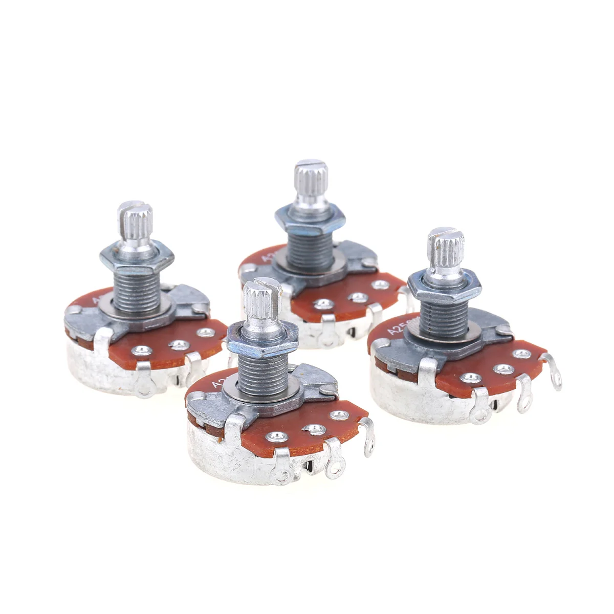 

Alpha Full Metric Sized Split Shaft Control Pots Audio Taper A250K Potentiometers for Guitar (Set of 4)
