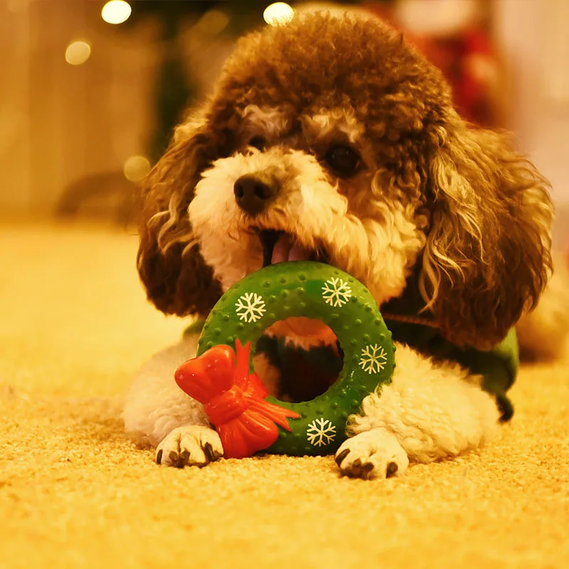 Рождественские игрушки для домашних животных пищащие собак белая плюшевая кукла