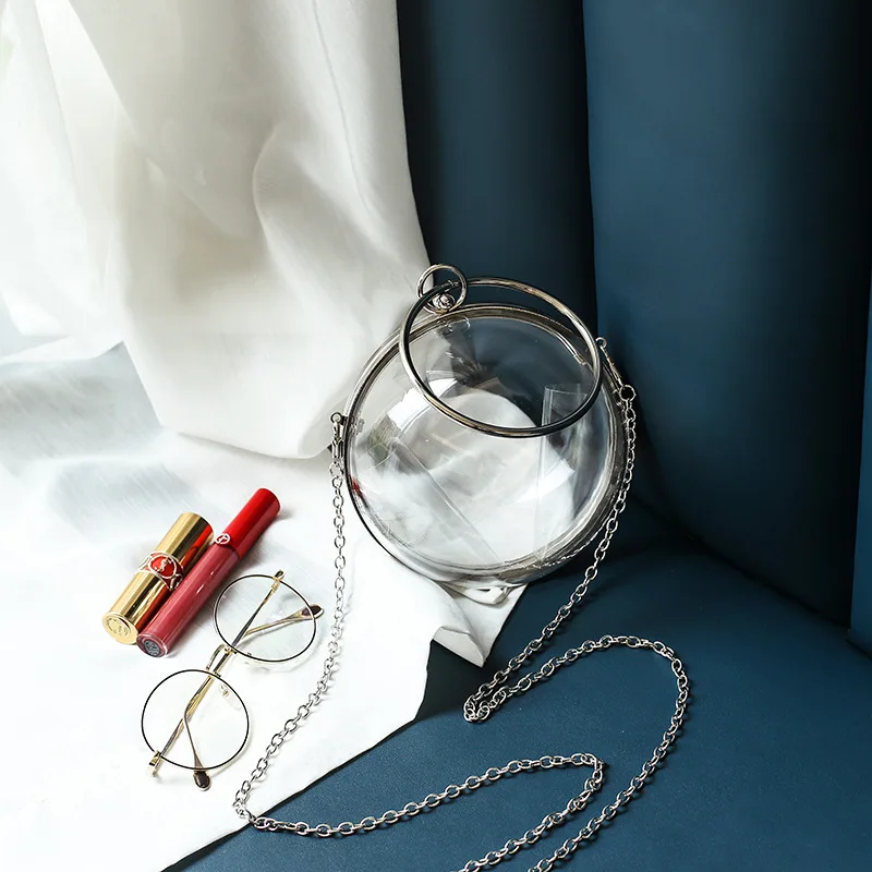 

Fashionable Acrylic Ball Handheld Party Bag Transparent Glitter Ring Evening Bag Wedding Dress Bridal Evening Bag Party Coin Bag