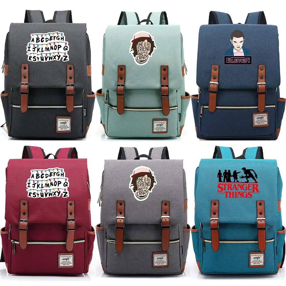 

Stranger Things Eleven Friends Don't Lie Boy Girl Student School Bag Teenagers Schoolbags Canvas Women Bagpack Men Belt Backpack