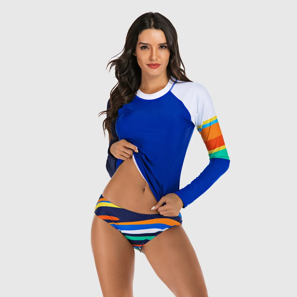 Женский костюм для серфинга SAGACE купальный с длинным рукавом и принтом в полоску