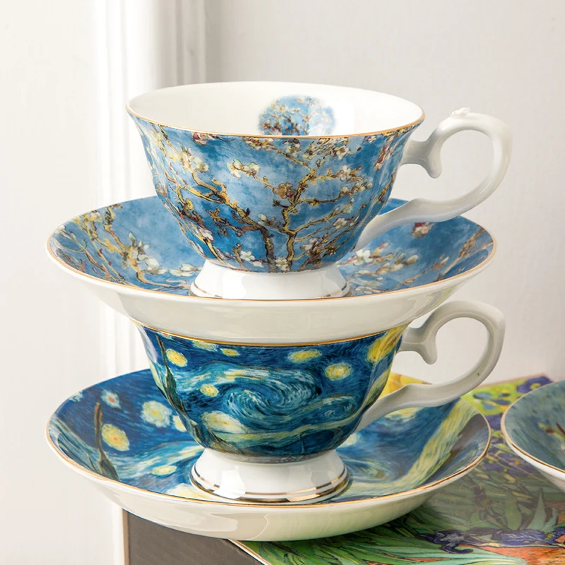 Набор кофейных чашек с рисунком Ван Гога Подарочная коробка и изысканная