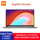Ноутбук Xiaomi RedmiBook II MX350, 14-дюймовый экран, Intel Core i7-1065G7i5-1035G1, 8 ГБ16 ГБ DDR4, 3200 МГц, 512 ГБ SSD
