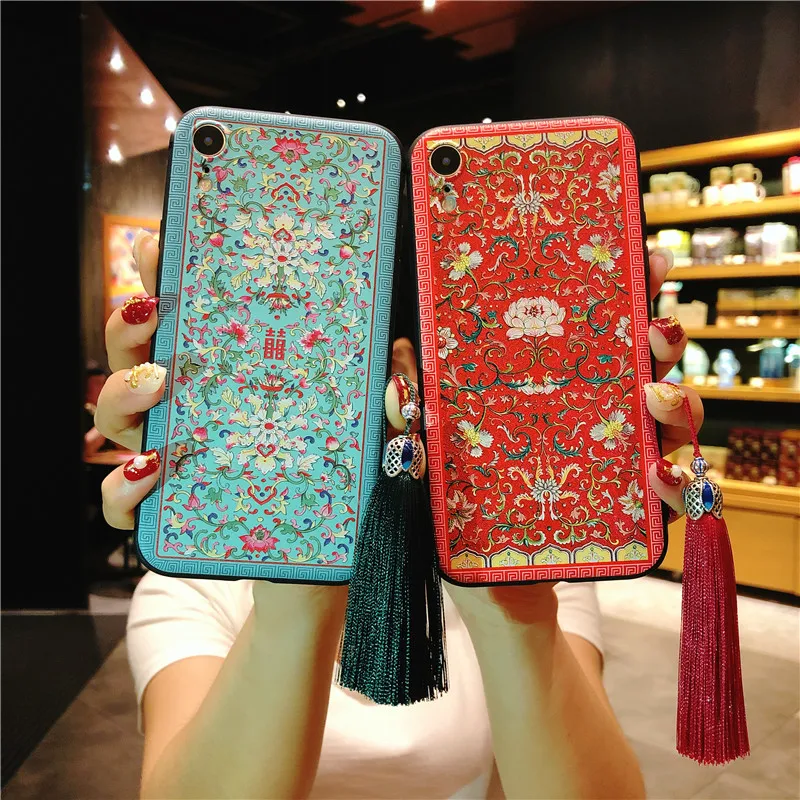 Wrist Strap Case Phone for IPhone 11pro X XR XS MAX Retro Palace Pattern Cases Iphone 11P 7 Plus 8 6S Soft Covers |