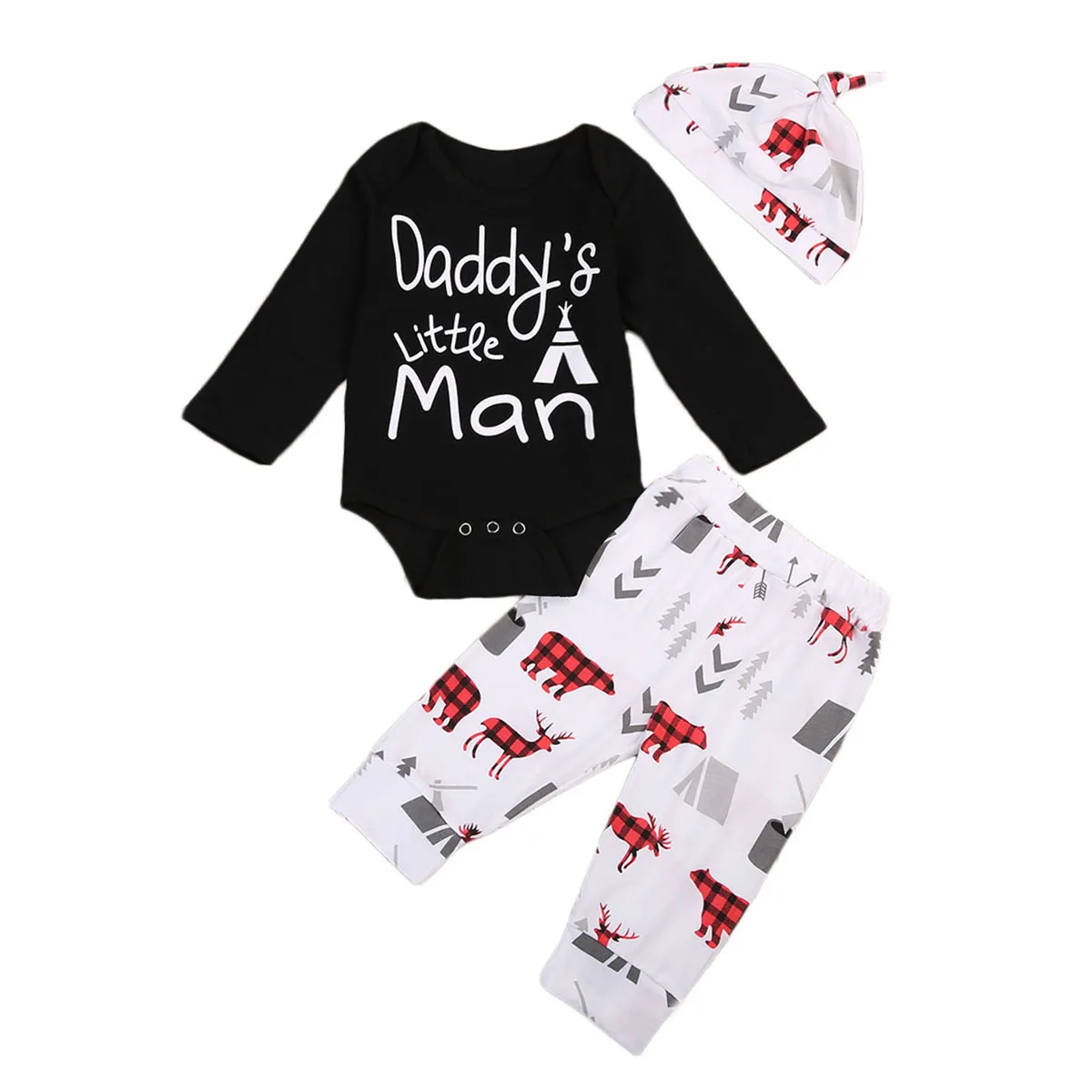 Черный комбинезон с длинными рукавами и надписью Daddy's Little Man для новорожденных