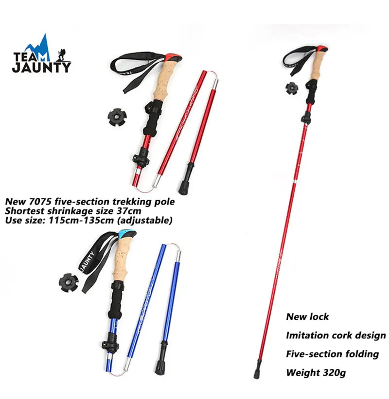 Telescopic Trekking Poles Anti Shock Hiking Stick Walking Cane Walking Sticks Folding Ultra Light Outdoor With EVA Rod Grips Ski