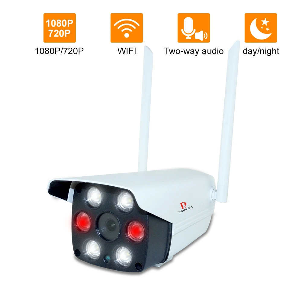 1080P WiFi камера пуля наружная Всепогодная камера видеонаблюдения Двухсторонняя Аудио Цветная камера ночного видения-3,6 мм фиксированный объектив