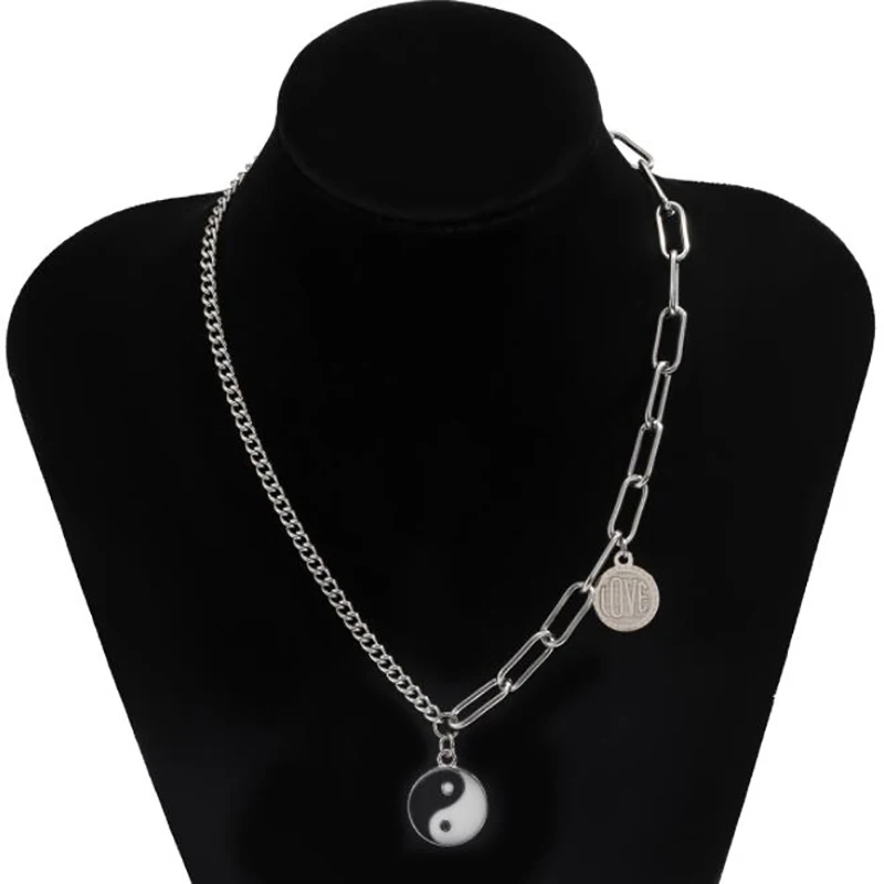 

YOUVI Stainless Steel Chain Chinese Tachi Pendant Necklace for Women Trendy Coin Choker Necklaces Couple Fashion Jewelry 2021