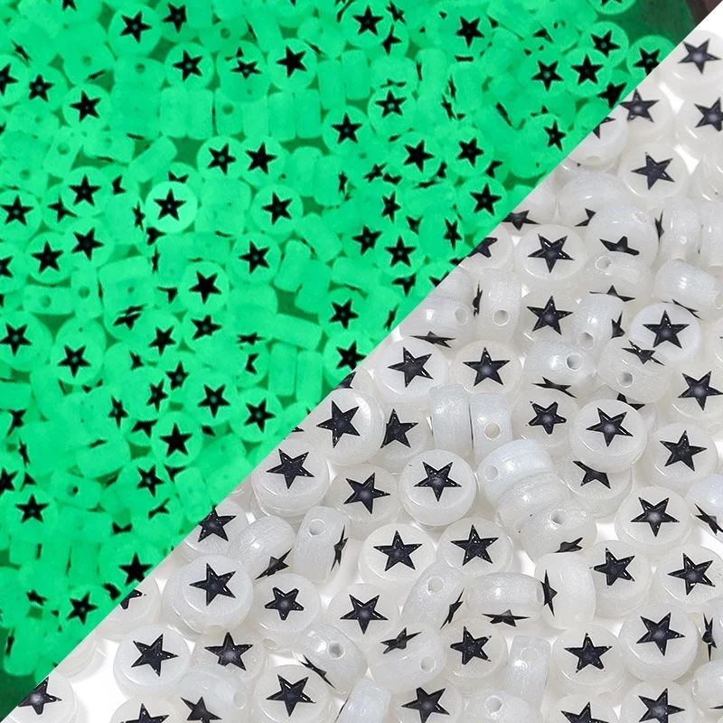 100 шт. 7 мм DIY акриловые буквы амулеты бусины ожерелье ручной работы светится в