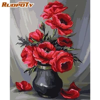 ruopoty 40x50cm frame diy painting by numbers red flower paint by number on canvas home decoration unique gift