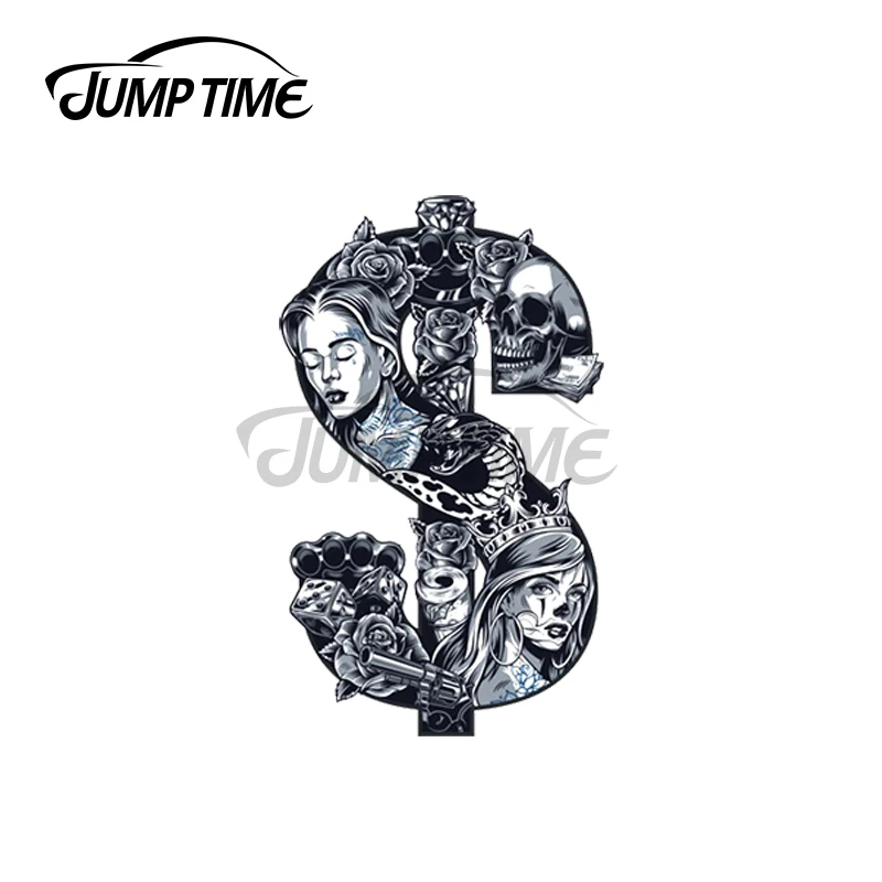 

Время скачка 13x6,8 см для татуировок девушек в долларах, забавные автомобильные наклейки s, водонепроницаемые наклейки на лобовое стекло, бам...