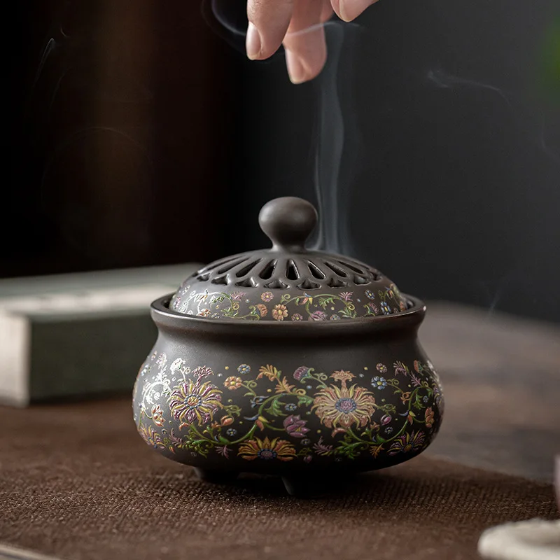 

Ceramic Incense Burners Portable Porcelain Censer Buddhism Incense Stick Holder Home Tea House Yoga Studio