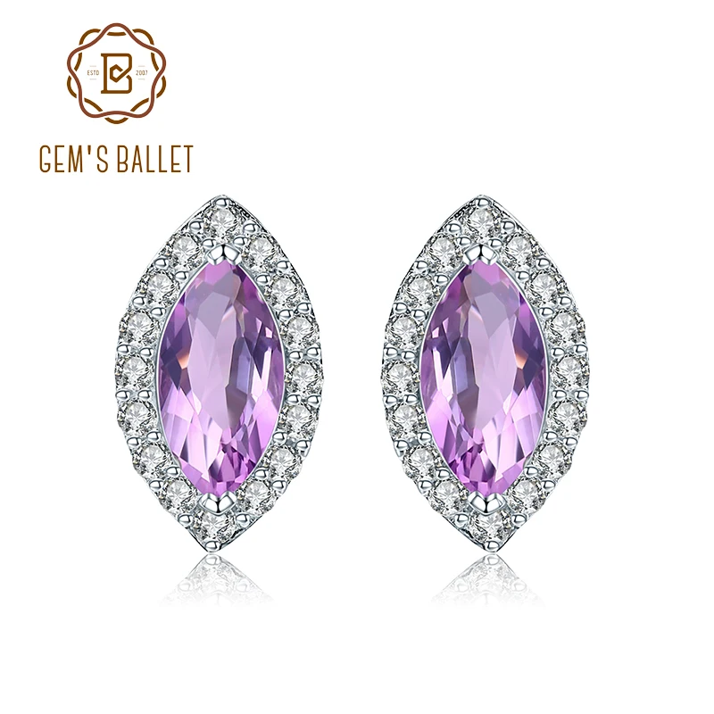 Серьги женские круглые из серебра 925 пробы с натуральным аметистом | Украшения и
