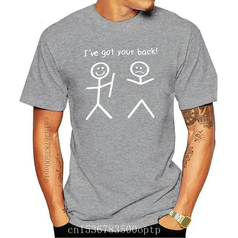 

New COOLIMIND FU0120A Summer Men's Short Sleeve O-Neck T shirt Casual StreetwearTops Tee I have got your back Funny Print T-Shir
