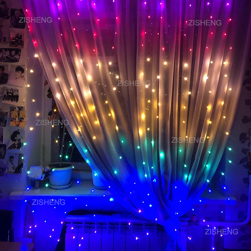 

Rainbow Curtain Lights Waterproof LED Fairy Icicle Twinkle Window String Garland Light Girls Bedroom Christmas Tree Decoration