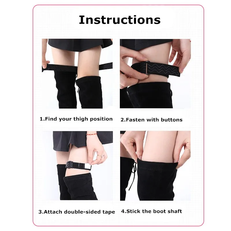 2PCS Boots Belt Strap Women Fixing Shoes Anti-Fall Accessories Elastic Adjustable Inside Non-Slip Adhesive Tape Elastic Cord