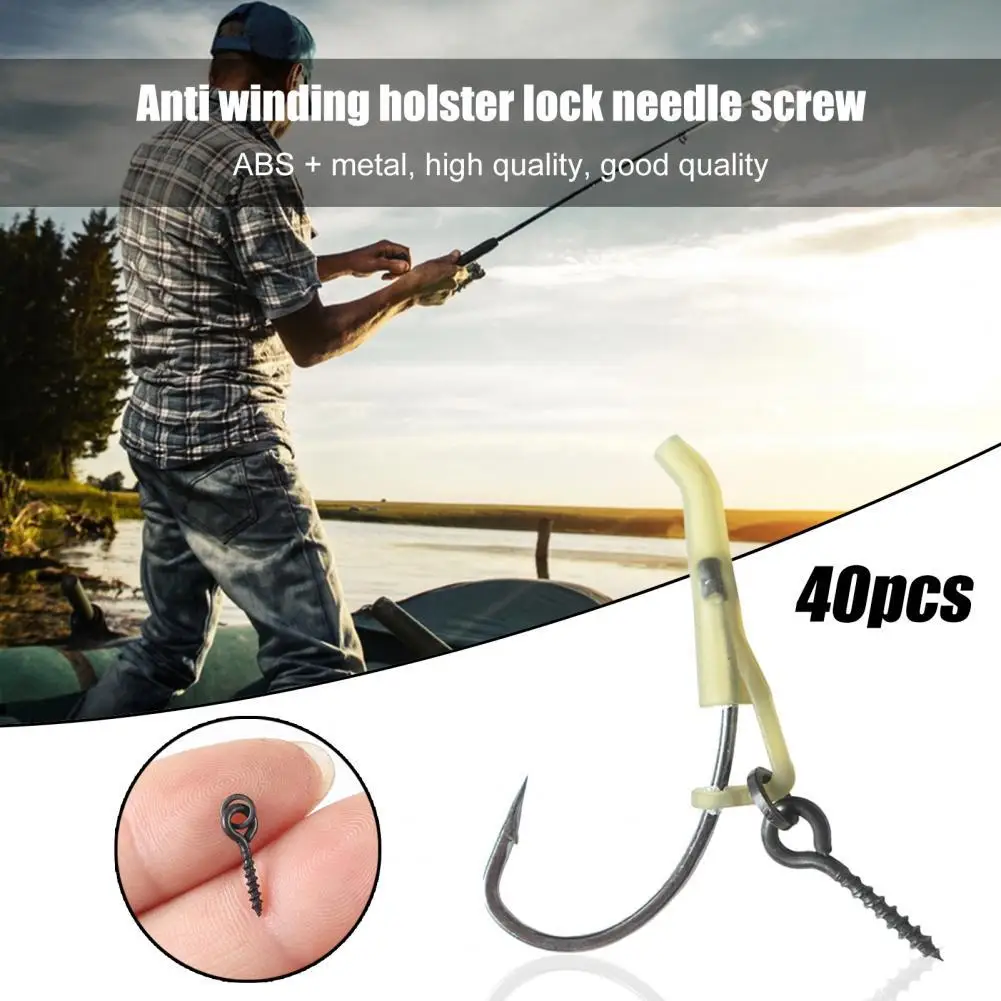

40Pcs/Set Fishing Hook Sleeve Screw Practical ABS Mini for Angling Hook Sleeve Bait Screw Fishing Hook Tube Screw
