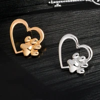 fashion jewelry for women girl kids cute paw in heart brooch dog paws cat kitten claw pins sweater pin badge gift