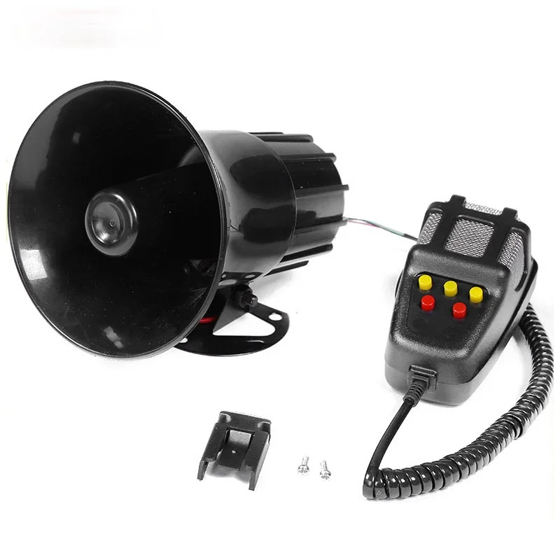 

5-Sound Loud Car Warning Alarm Police Fire Siren Horn Air Bugle Speaker System Emergency Amplifier Hooter Megaphone Truck Horn