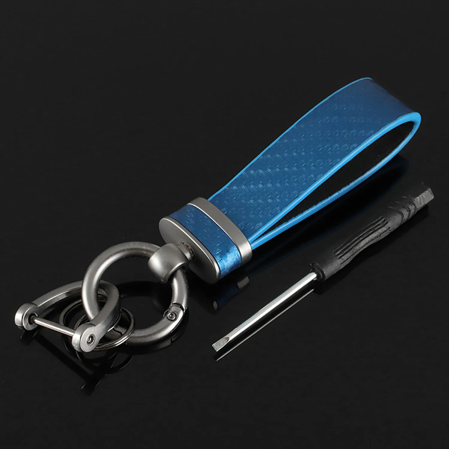 Car Keychain Ladies Luxury 2021 New Carbon Fiber Grain Metal Leather Keychain Holder Luxury Men's Gift Mobile Phone Accessories