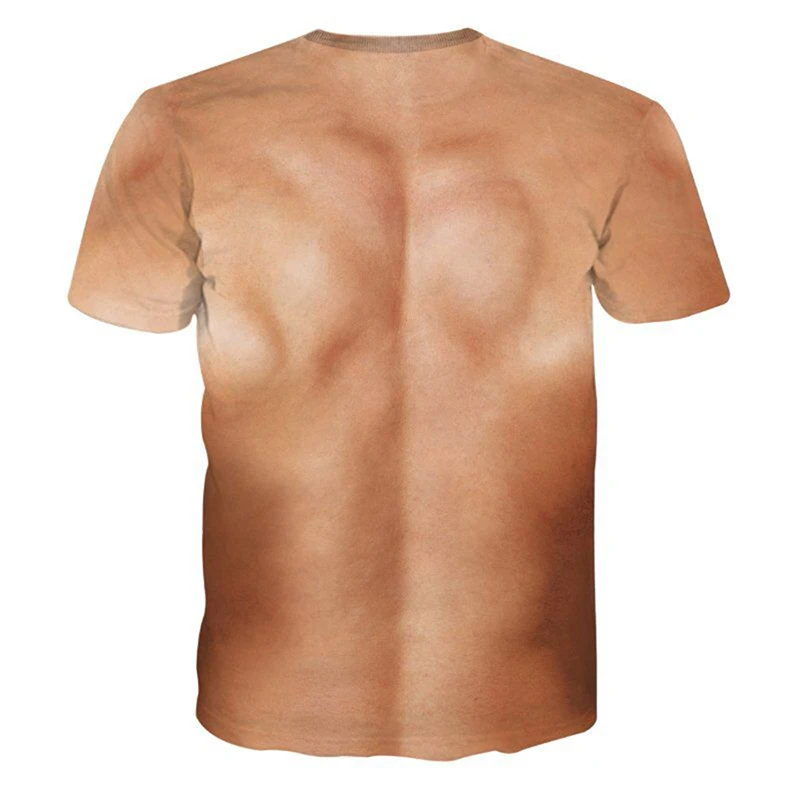 

Body Skin Fake Muscles 3D Printed T-Shirt Men Women Fashion Streetwear T Shirt Chest Muscle Tattoo Tees Tops Male Tshirt Clothes