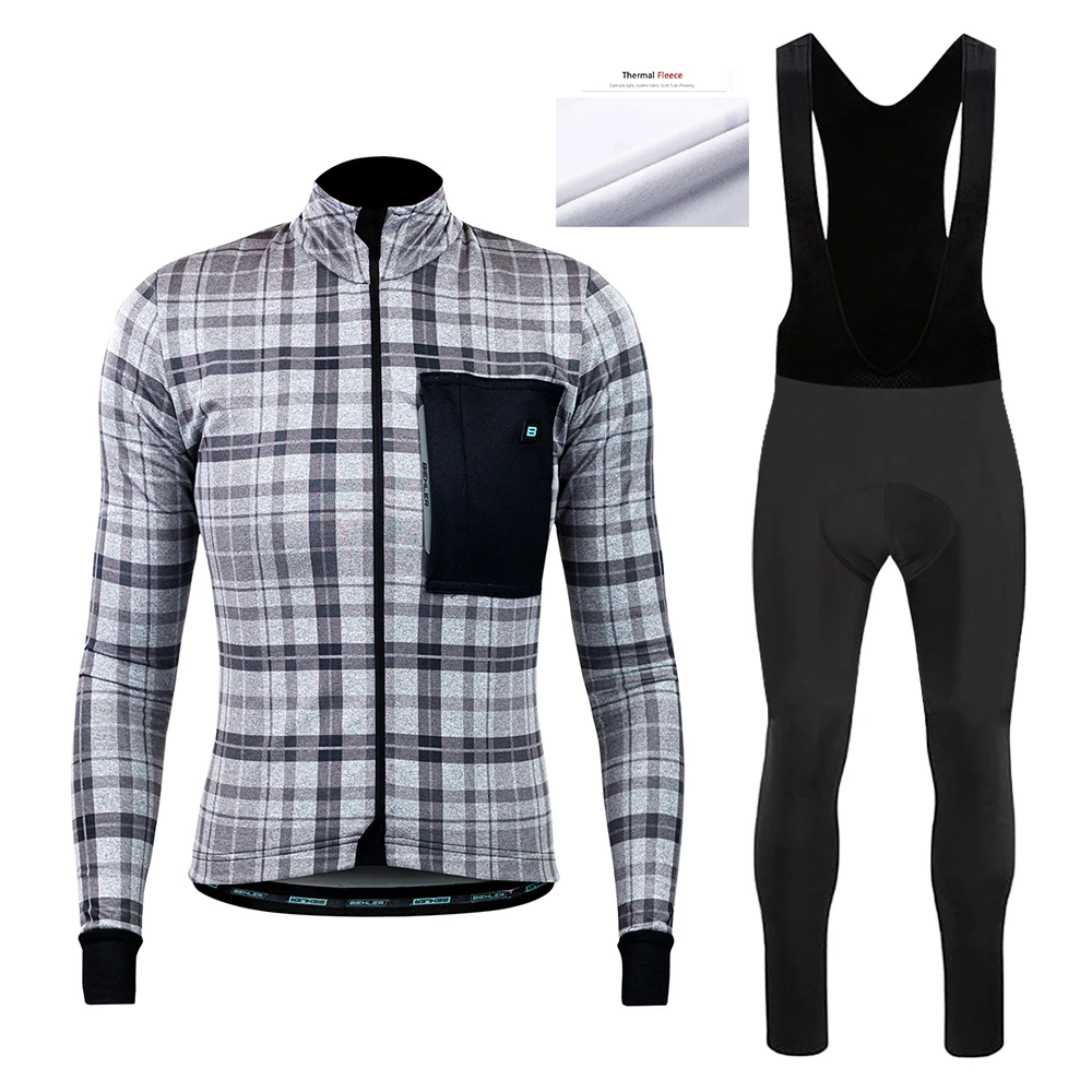 

BIEHLER Winter Women Fleece Team Cycling Jersey Set Mountain Bicycle Clothes Sportswear Racing Bike Long Sleeve Suit Comfortable
