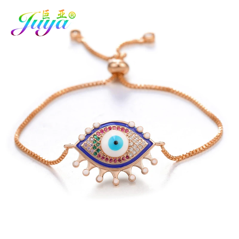 Rose Gold Juya модные золотые/серебряные/розовое золото регулируемые цепочки Шарм ракушка Evil Eye браслеты для женщин греческий глаз хамса, амулет Фатимы браслеты поставки - Окраска металла: Rose Gold